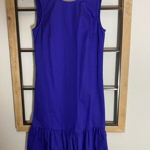 NWT J. Crew Ruffle 100% Cotton Blue Sleeveless Dress Tue Back XXS Size 0